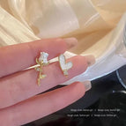 Asymmetrical rose love earrings