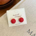 YGW08 [Small Size] Red Bead Stud Earrings