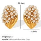 Eh780 White Pearl Gold Earrings