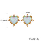 Peach Heart Opal Stud Earrings-Golden Blue