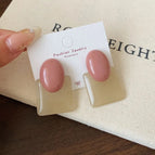 WC11 Pink Round Square Stud Earrings