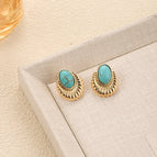 Elegant Oval Earrings Green