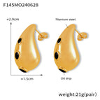 F145-Gold Black Glaze Earrings