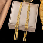 23 [Ag445] Three-Strand Tassel Earrings Gold