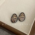 Geometric Leopard Print Stud Earrings