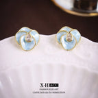 45 # Oil Drop Flower Earrings (Real Gold Plating)