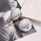 25mm (Needle Thickness:0.5mm) / Embossed round Earrings (Steel Color) / 1 Pair/Package