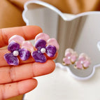 Pink Purple Ear Studs