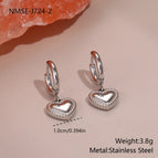 NMSE-J724-2 Steel Color Love Heart Earrings
