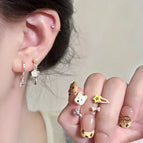 Childlike cute earrings sweet set silver needle