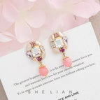 Pink Natural Stone Earrings (14K Gold Plated)