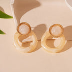 Silver Needle -  Resin Circle Earrings