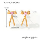Gold Pink Zirconium Earrings