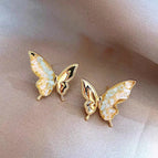 Gradient blue crystal butterfly earrings