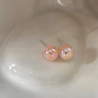 12mm Pink Pearlescent Pearl Stud Earrings