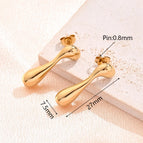 27x7.5mm (Needle Thickness:0.8mm) / Three-Dimensional Drop-Shaped Earrings (Gold) / 1 Pair/Package