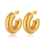 Beating Pattern Big C Hollow Earrings Gold MS-202