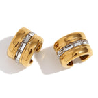 Ear Clip with Drill-Gold-White Diamond/10*8mm