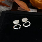 Oval Geometric Shell-Silver Needle