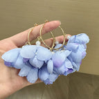 Exaggerated blue petal earrings