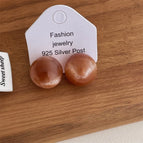 Brown Semicircle Stud Earrings