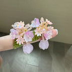 Pastoral Style Pink Beaded Flower Stud Earrings