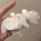 White Chiffon Petal Earrings