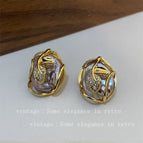 Purple Baroque Pearl Leaf Earrings