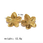 32 [Ag490] Five Petal Flower Core Earrings Gold/31*31mm